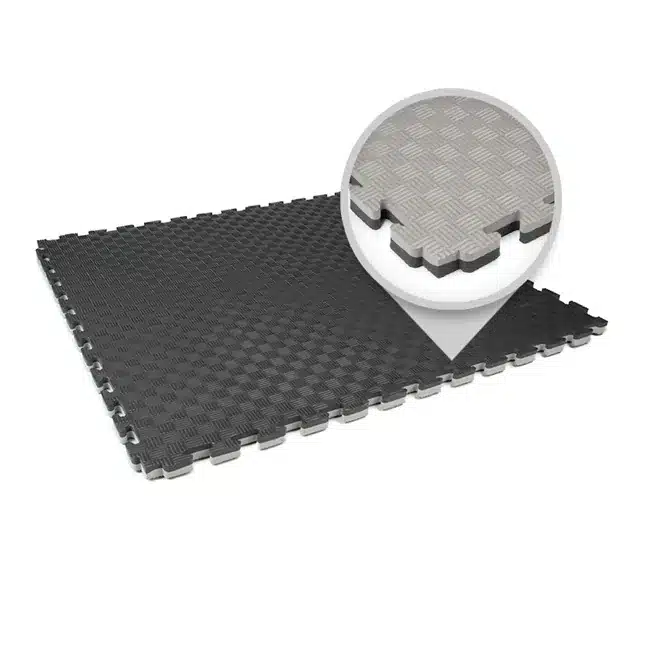 Black and grey tatami mats with checker profile