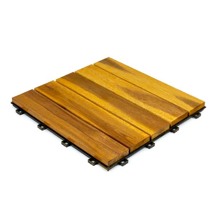 Wood Deck Tile Acacia 30x30cm 19mm, Wooden Decking Floor Interlocking Tiles