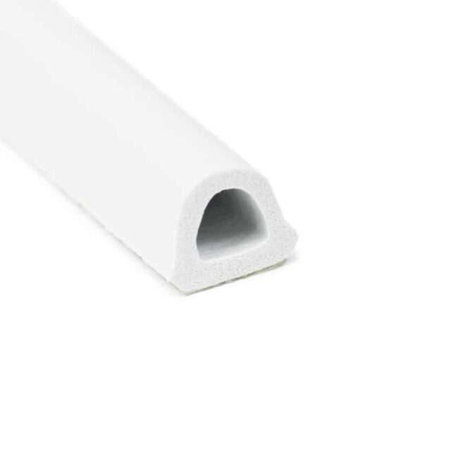 Rubber D-profile  12 x 10mm – White